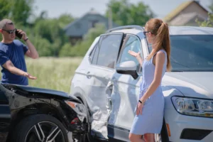 drivers discussing car accident
